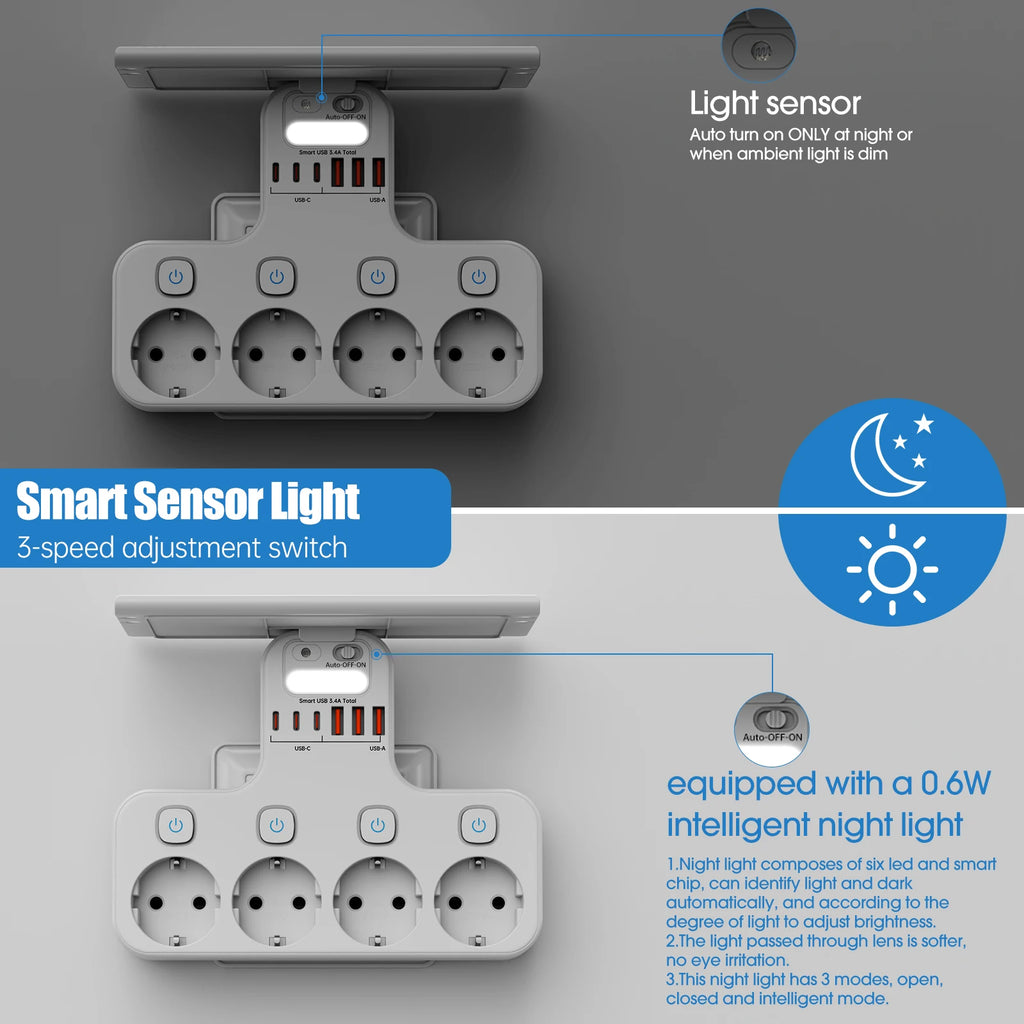 Multifunction Socket Smart Night Light Individual Switch