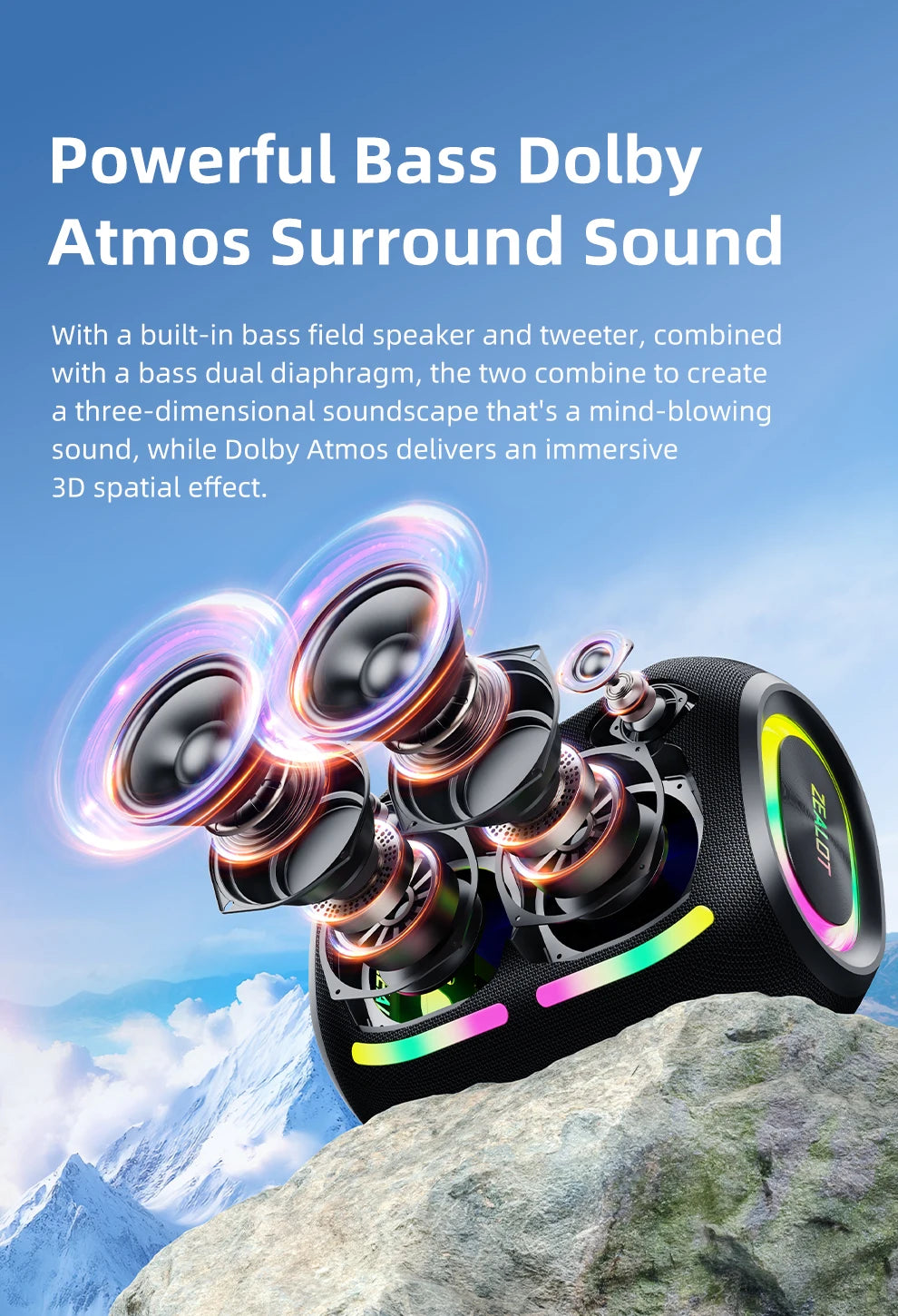 Zealot Big Power Portable Bluetooth Waterproof Speaker