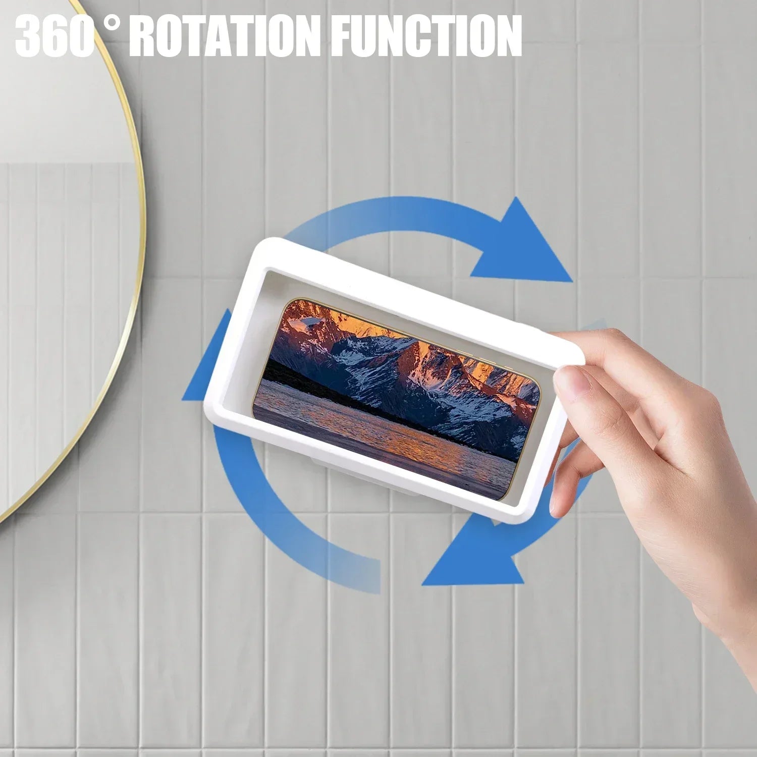 Waterproof Wall Mount Phone Holder 360° Rotatable Smartphone