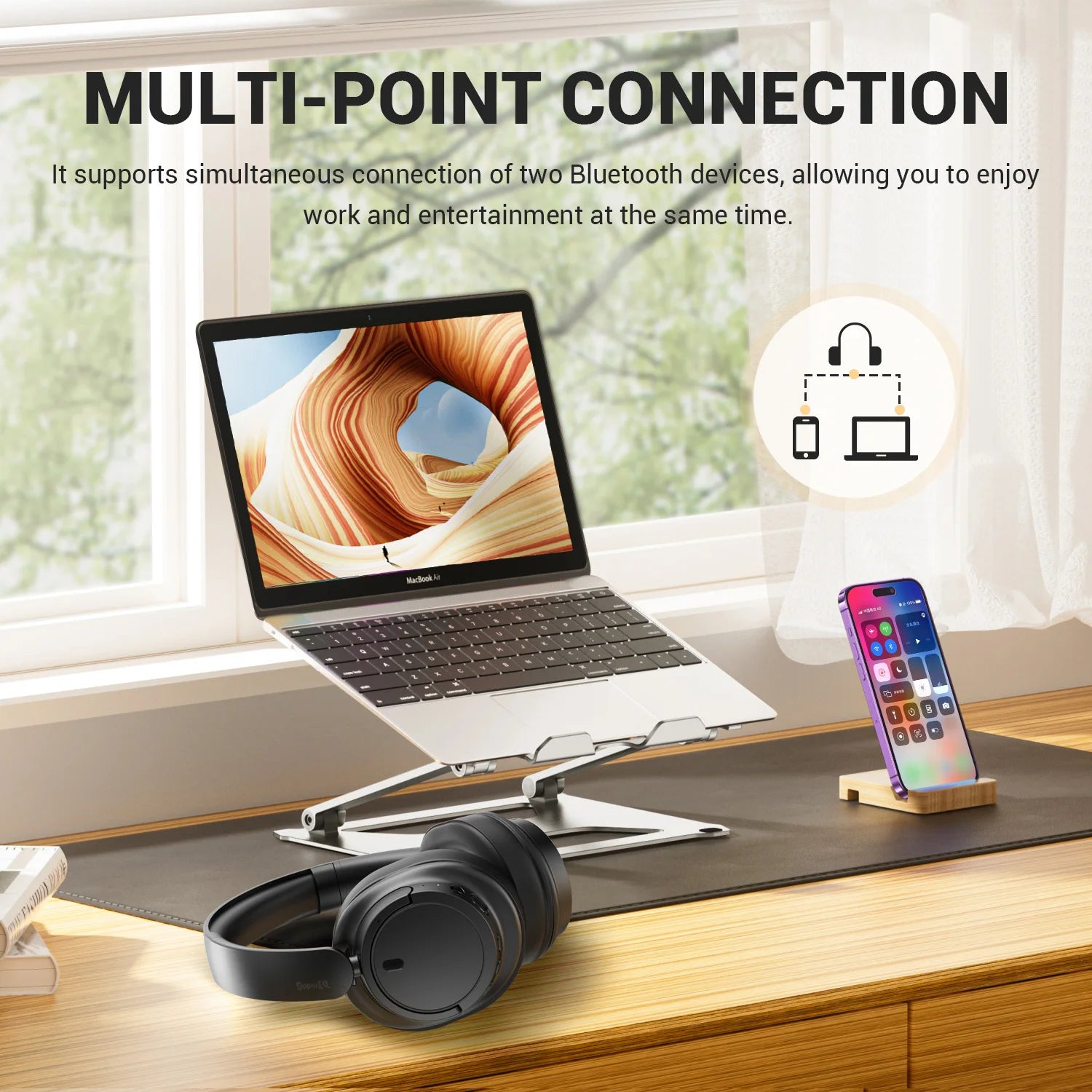 Oneodio V16 Wireless Bluetooth 5.3 Over-Ear Headphones | 90H Playtime | Bass & Pop Modes