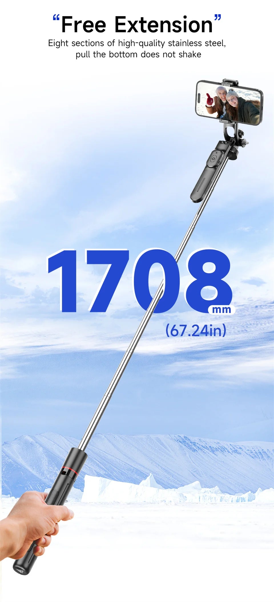 Selfie Stick Tripod with Bluetooth Remote