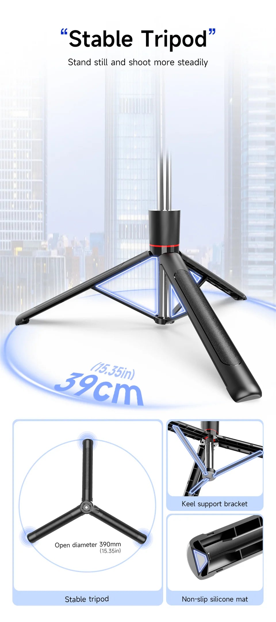 Selfie Stick Tripod with Bluetooth Remote