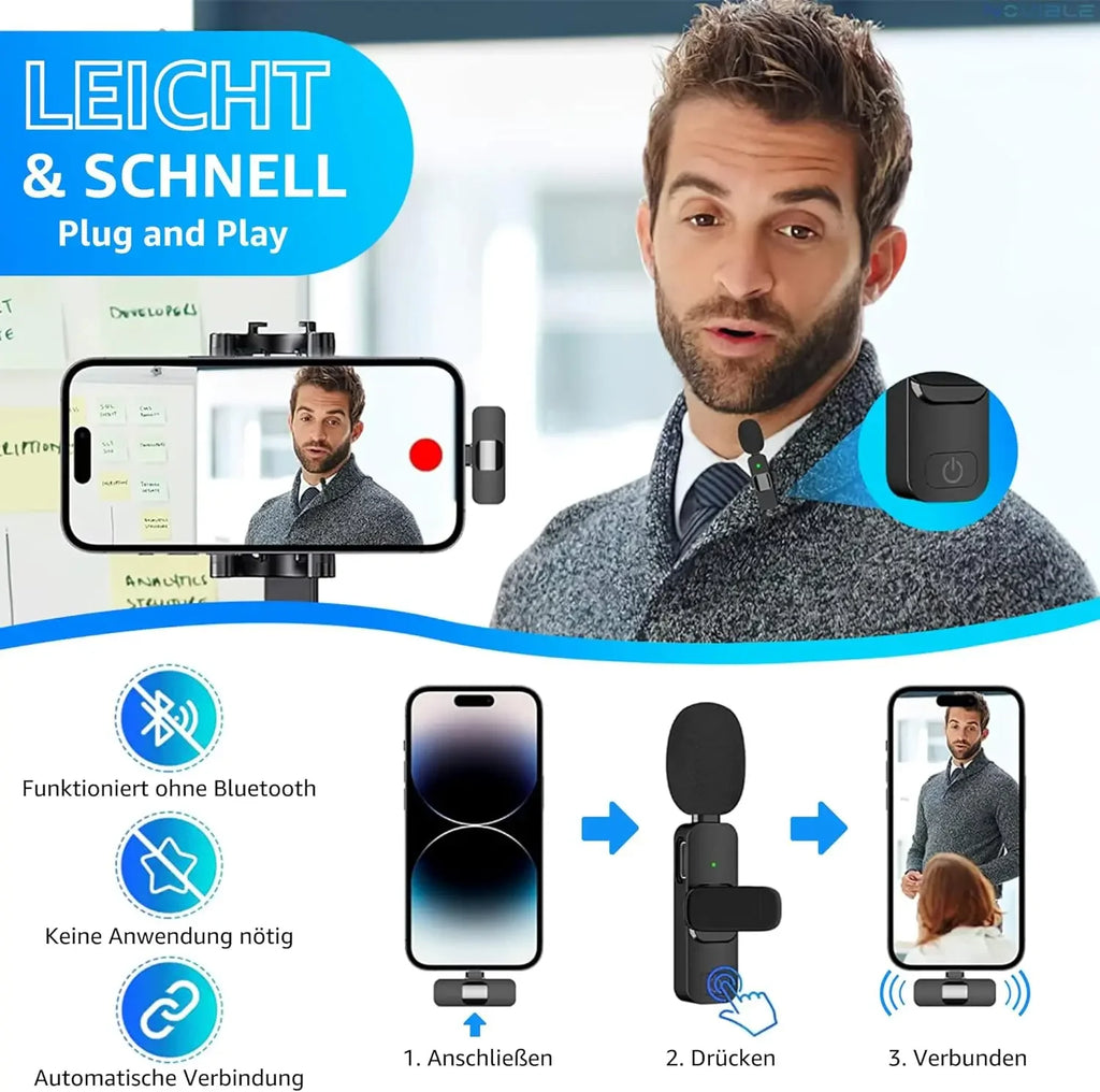 Wireless Lavalier Microphone for iPhone Android