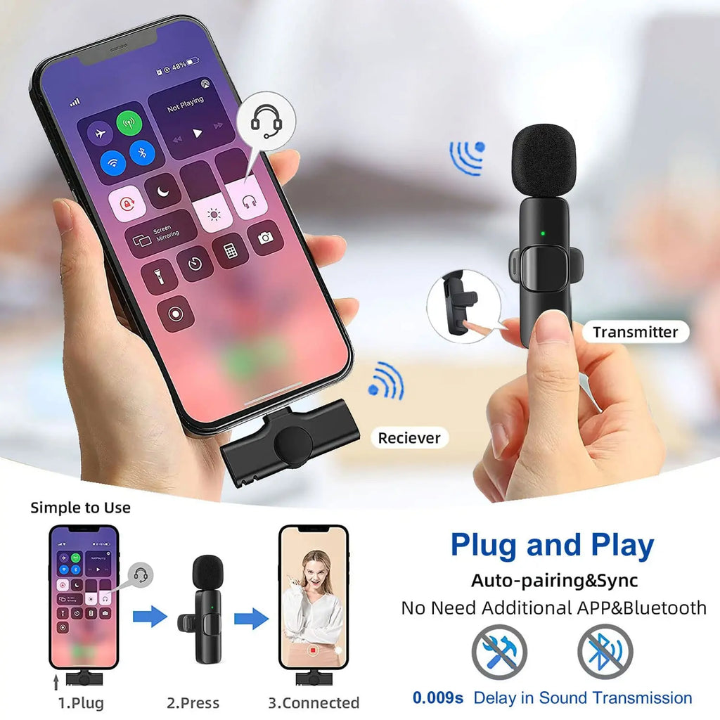 Wireless Lavalier Microphone for iPhone Android