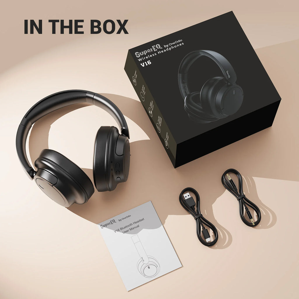 Oneodio V16 Wireless Bluetooth 5.3 Over-Ear Headphones | 90H Playtime | Bass & Pop Modes