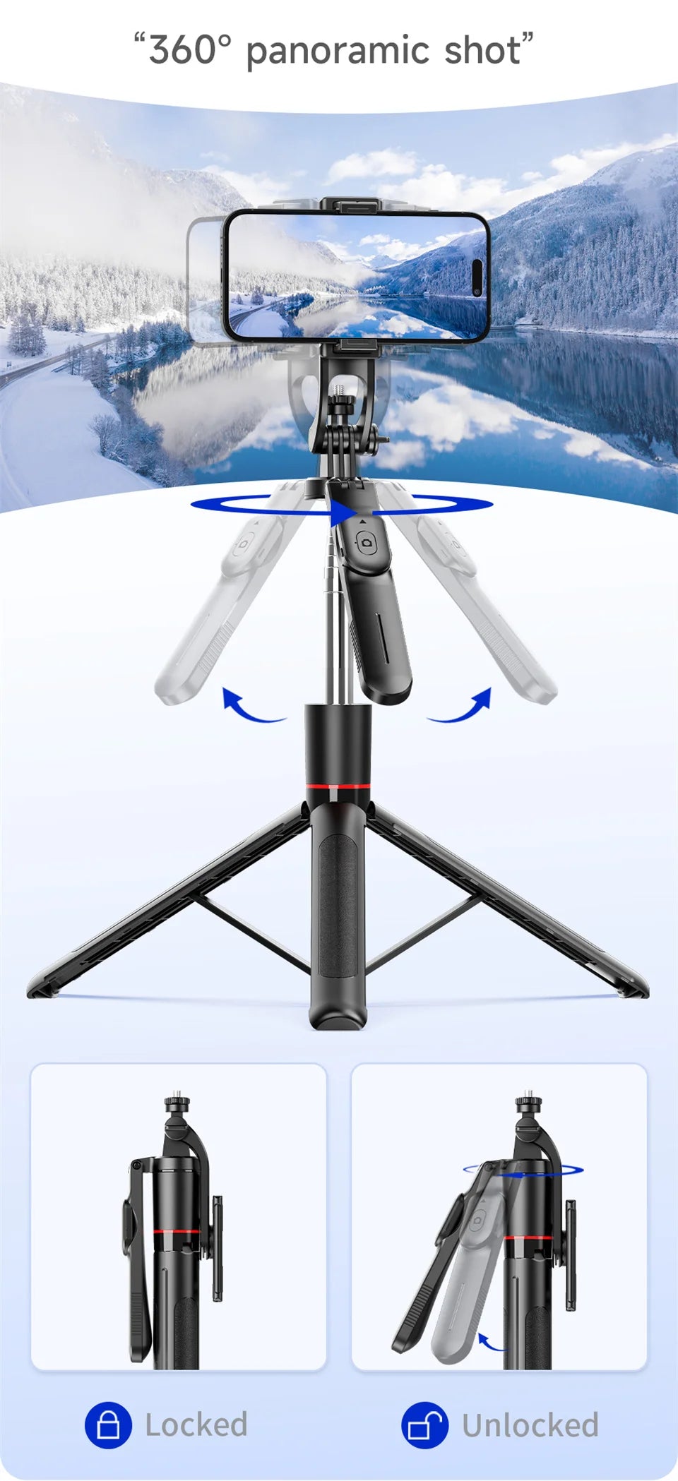 Selfie Stick Tripod with Bluetooth Remote