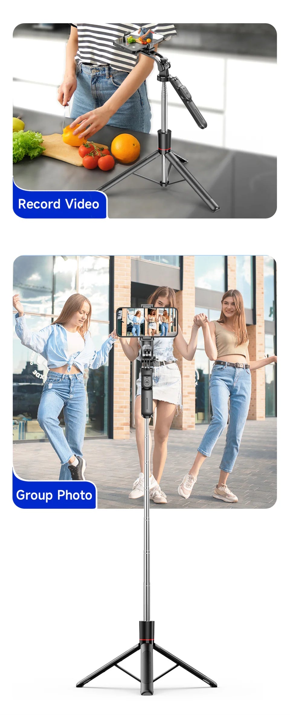 Selfie Stick Tripod with Bluetooth Remote