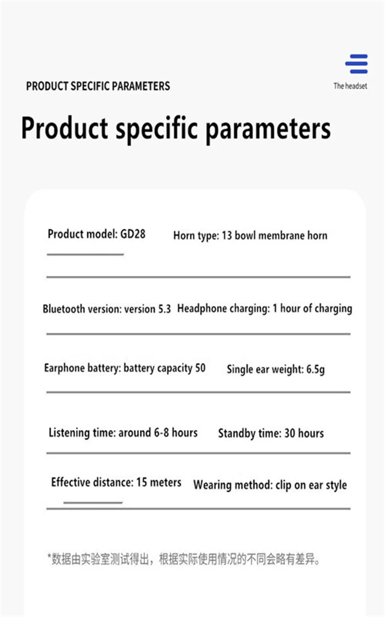 Earphone Clip Wireless Bluetooth Headphone