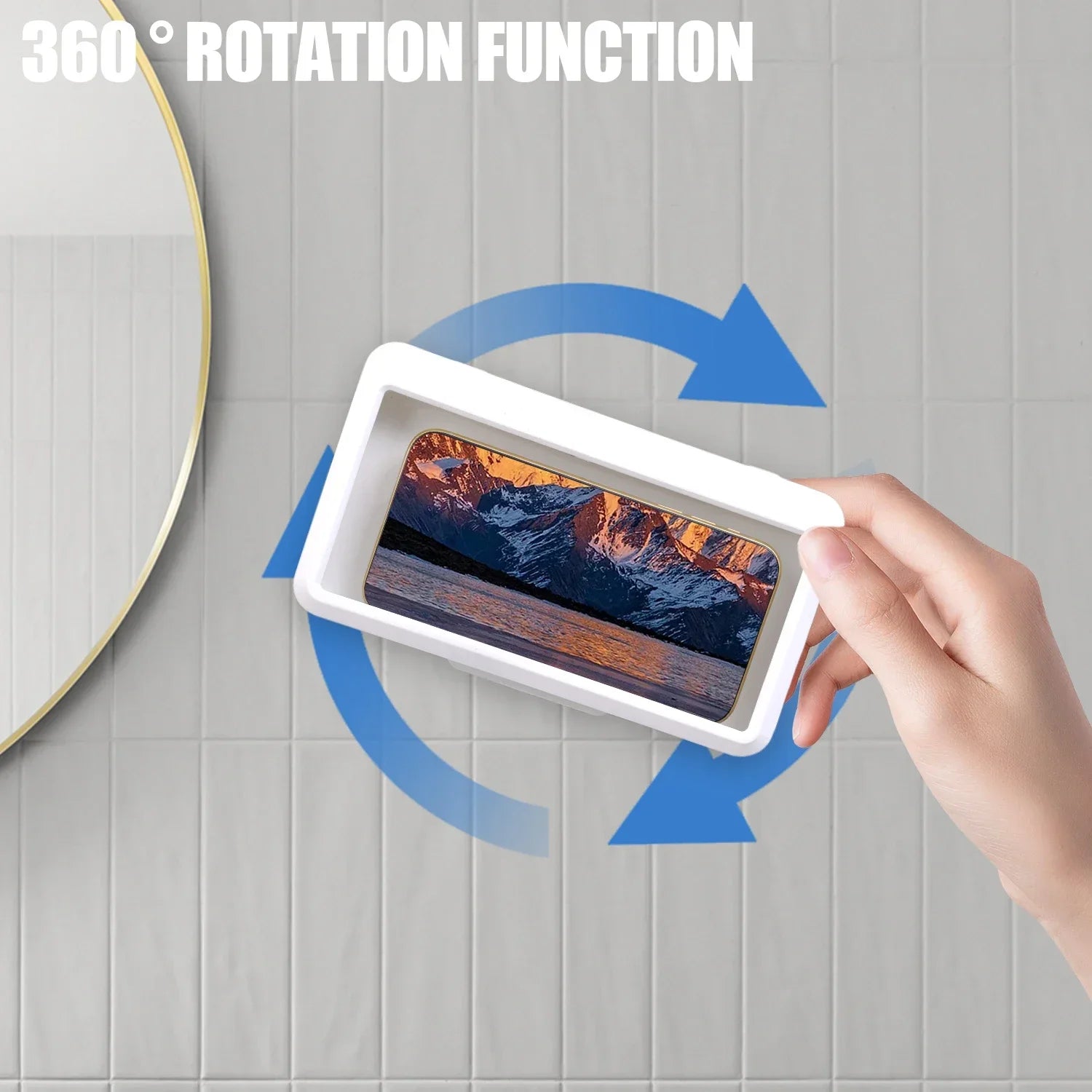 Waterproof Wall Mount Phone Holder with 360° Rotation