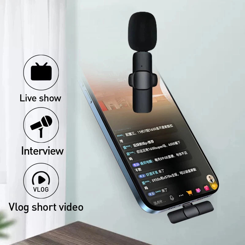 Wireless Lavalier Microphone for iPhone Android